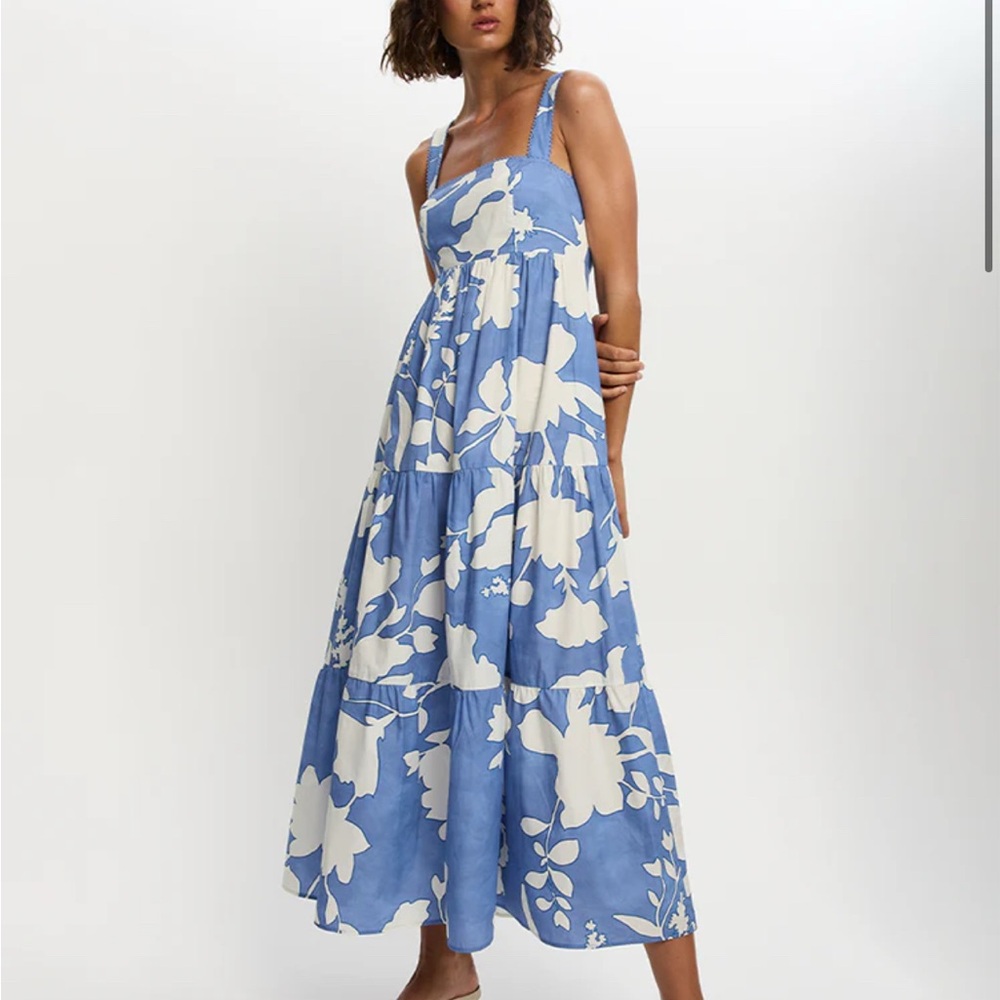 Kivari Blue and White Floral Amelie Maxi Dress NWT S/8 AU / US 4
